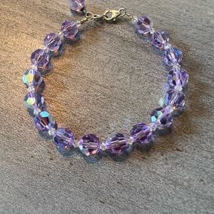 Lavender Swarovski Crystal & Silver 8.5 inch Bracelet